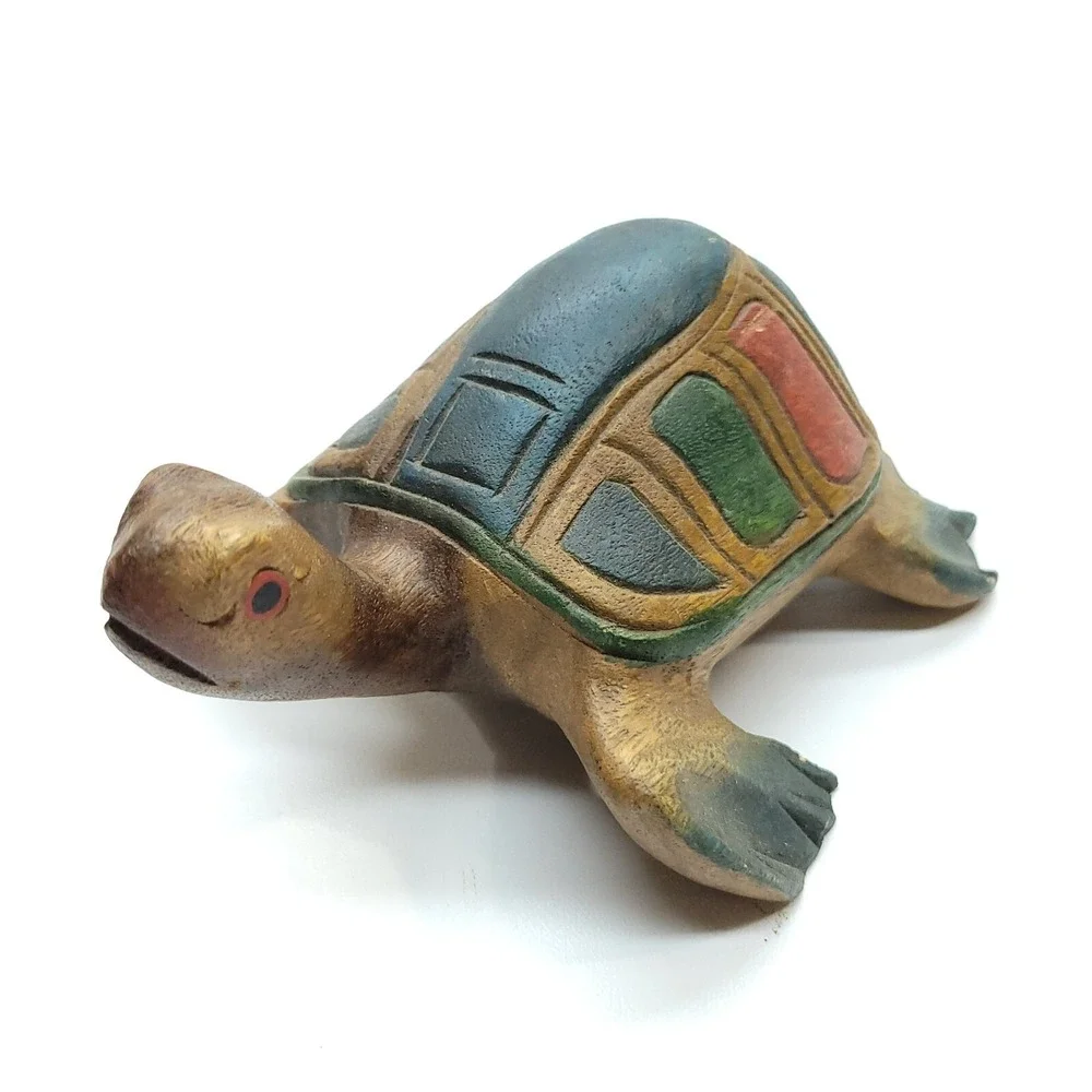 Vintage Wood Sea Turtle Figures Hand Carved Marine‎ Life Nautical Home Decor